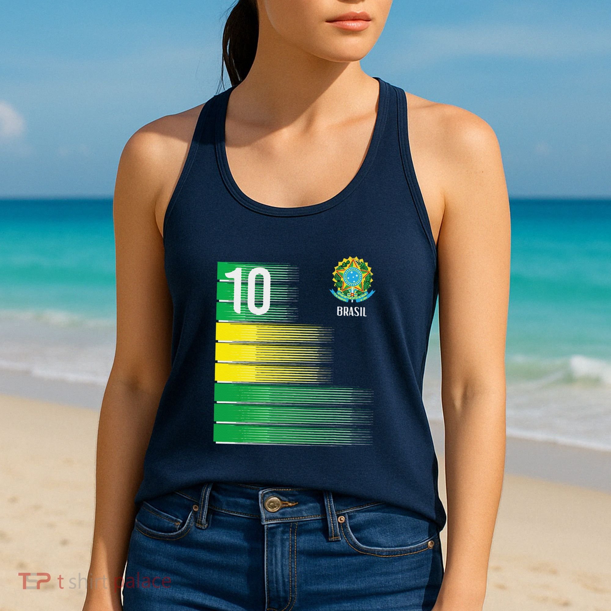 Brasil Flag Number 10 Brazil Soccer Women's Tank Top
