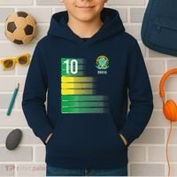 Brasil Flag Number 10 Brazil Soccer Kids Hoodie thumb 2