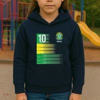 Brasil Flag Number 10 Brazil Soccer Kids Hoodie thumb 3
