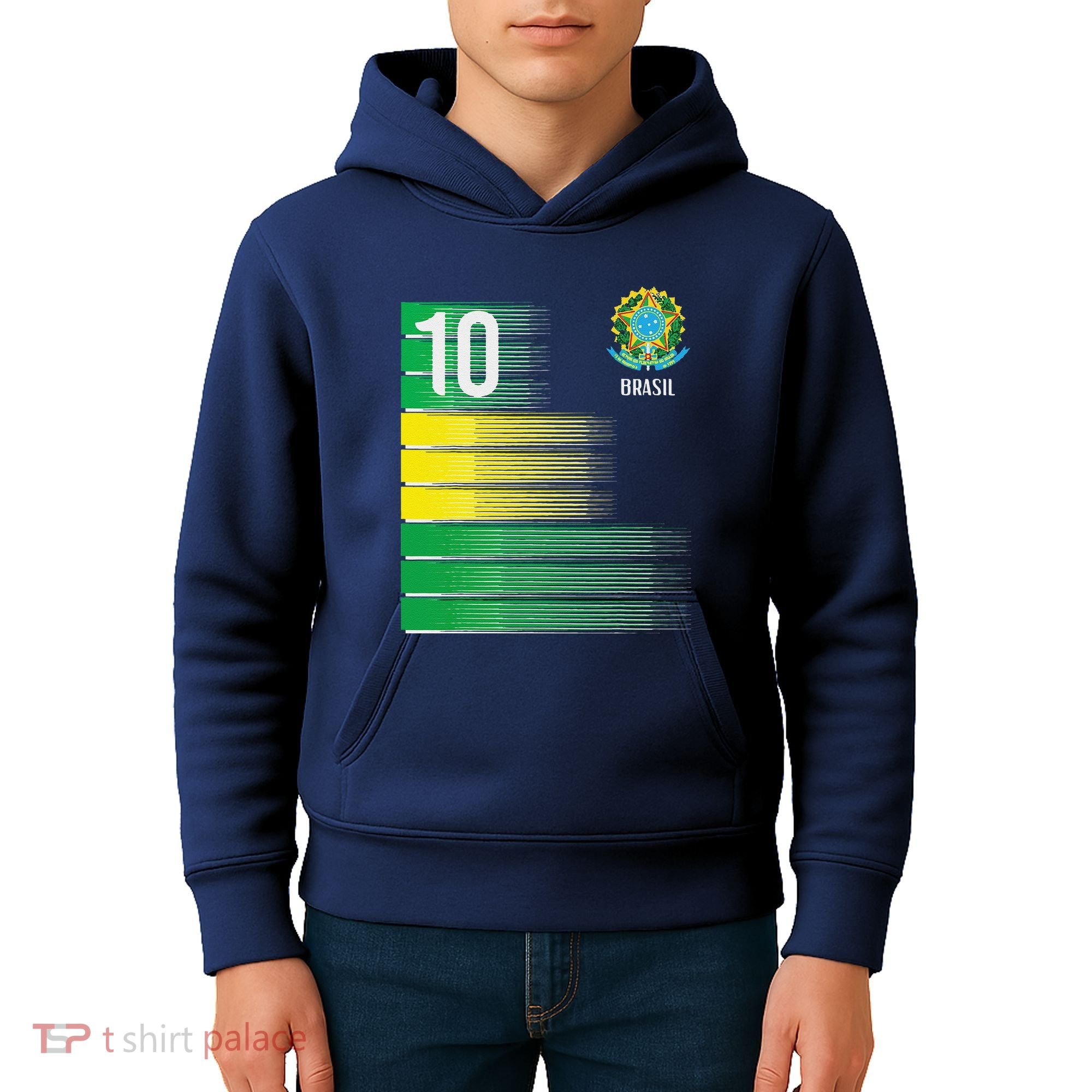 Brasil Flag Number 10 Brazil Soccer Kids Hoodie