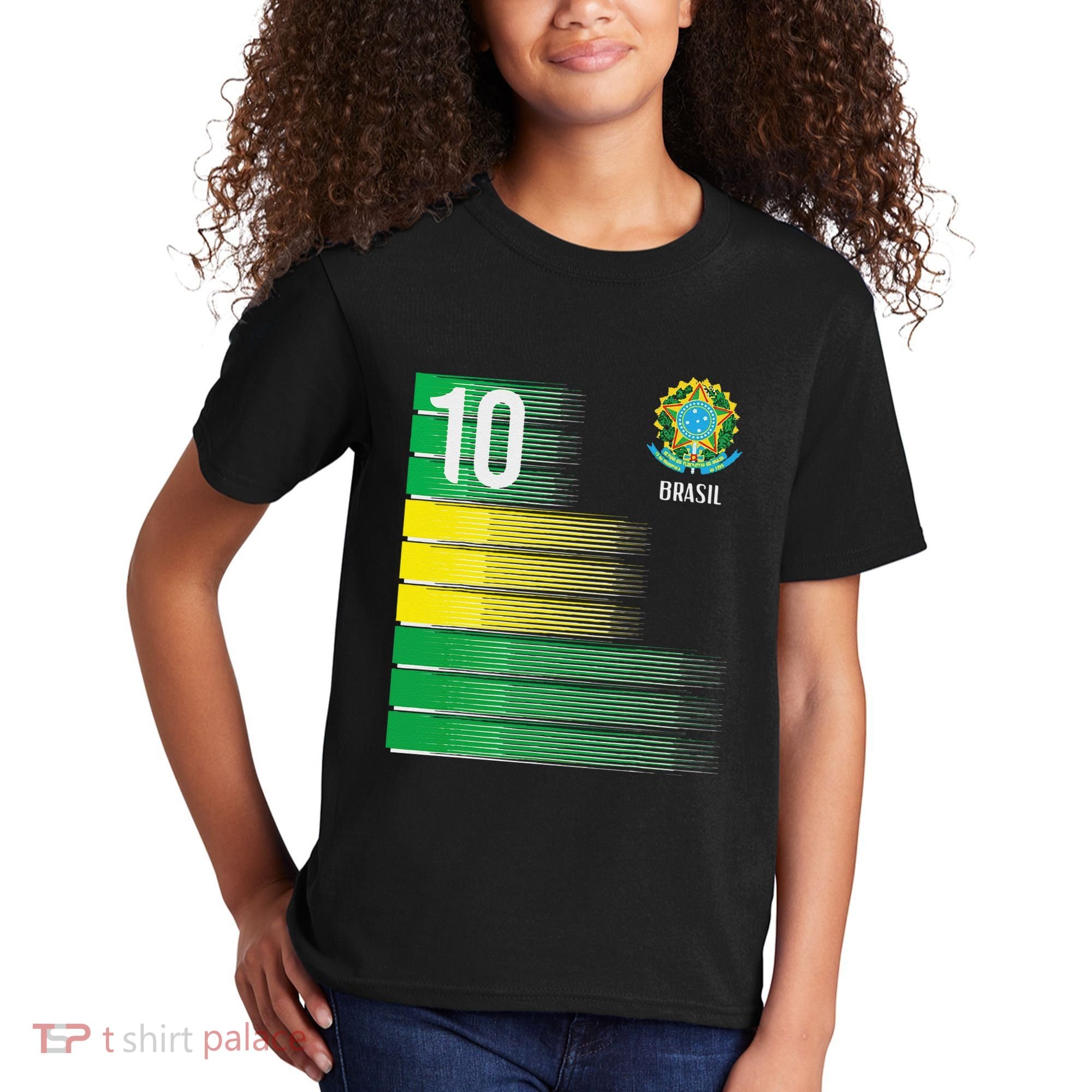 Brasil Flag Number 10 Brazil Soccer Kids T-Shirt