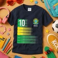 Brasil Flag Number 10 Brazil Soccer Kids T-Shirt thumb 3