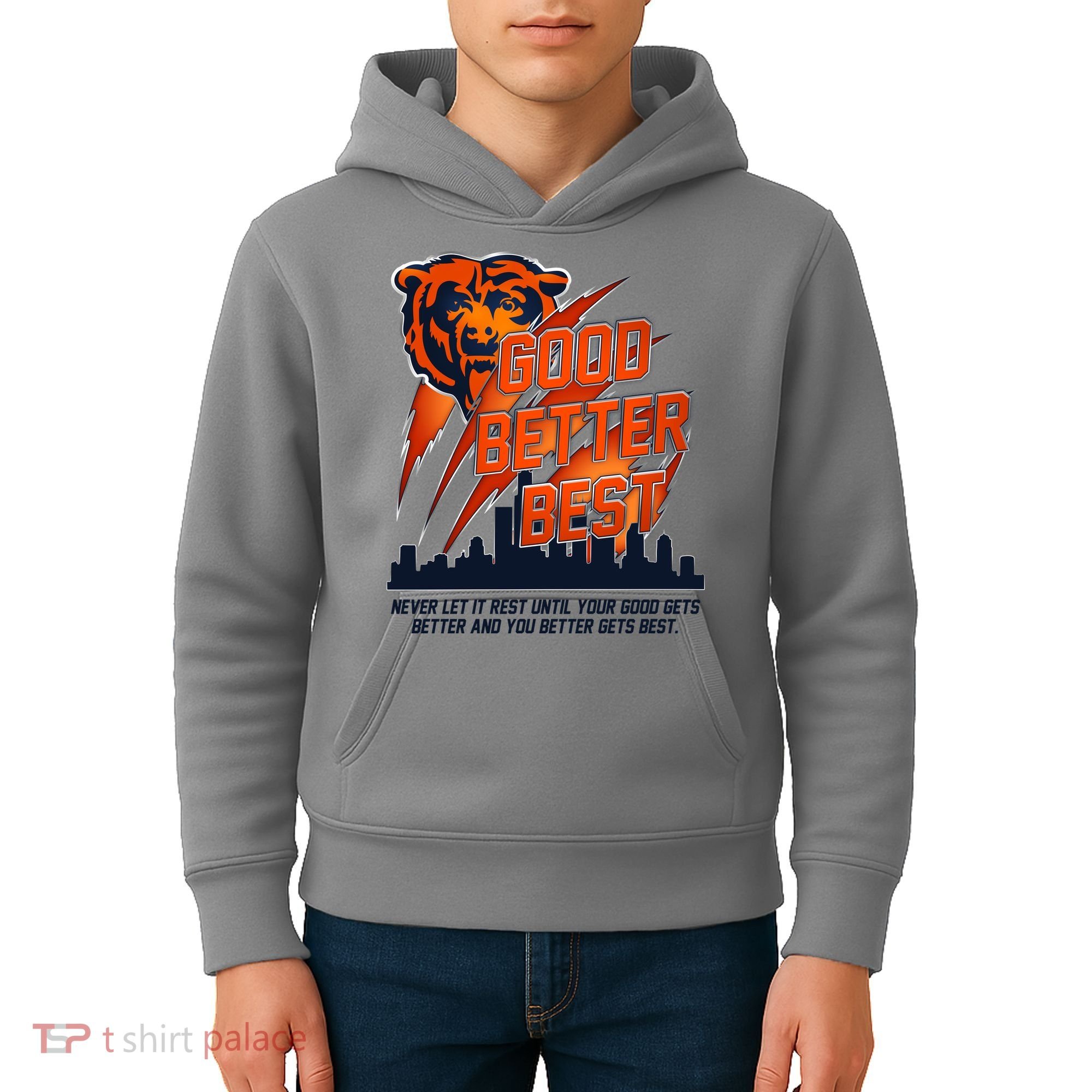 Bears Football Never Let It Rest Good Better Best Slogan  Kids Hoodie