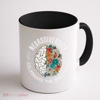 Brain Floral Neurodiversity Celebrate The Spectrum Autism Coffee Mug thumb 1