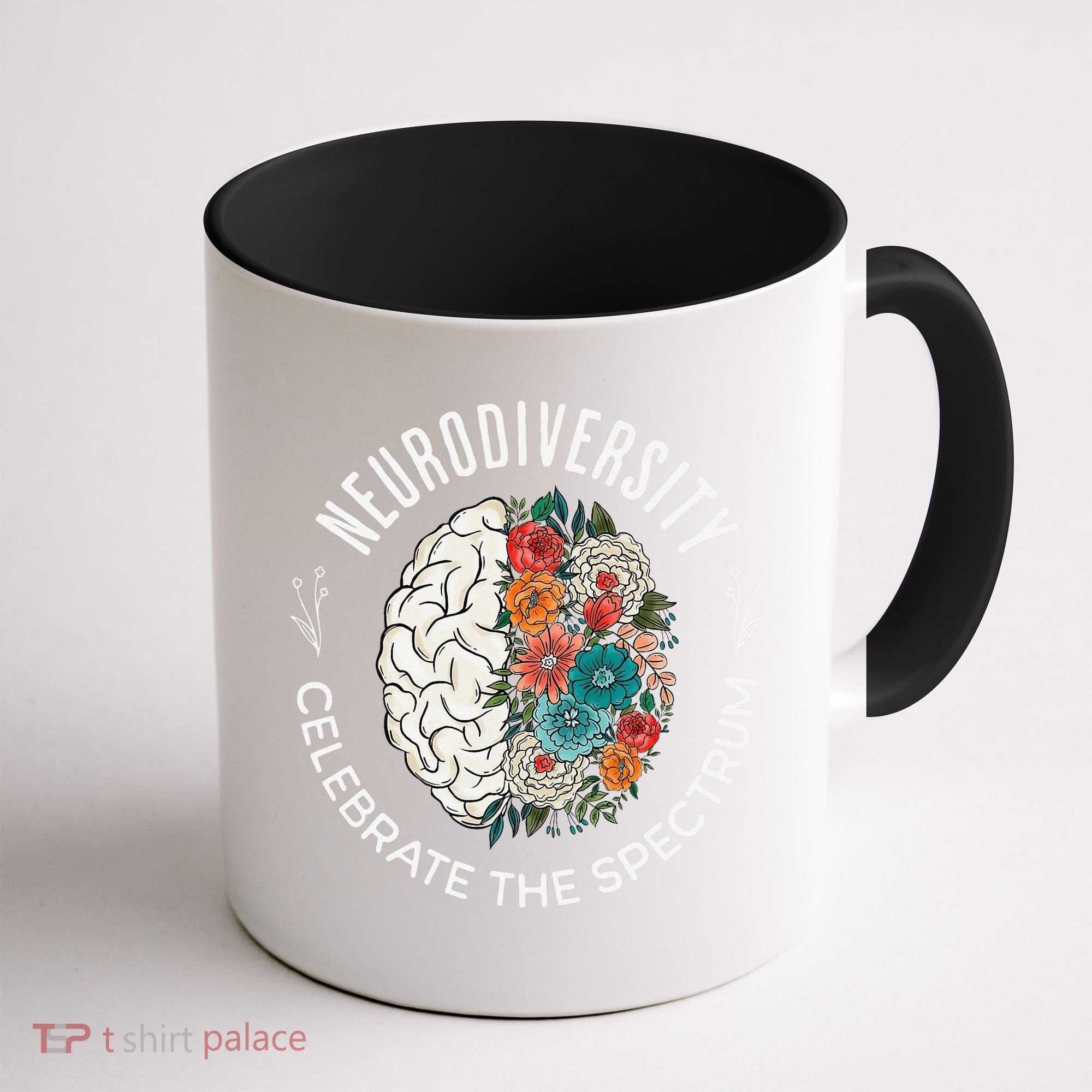 Brain Floral Neurodiversity Celebrate The Spectrum Autism Coffee Mug