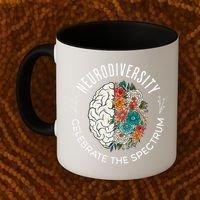 Brain Floral Neurodiversity Celebrate The Spectrum Autism Coffee Mug thumb 2