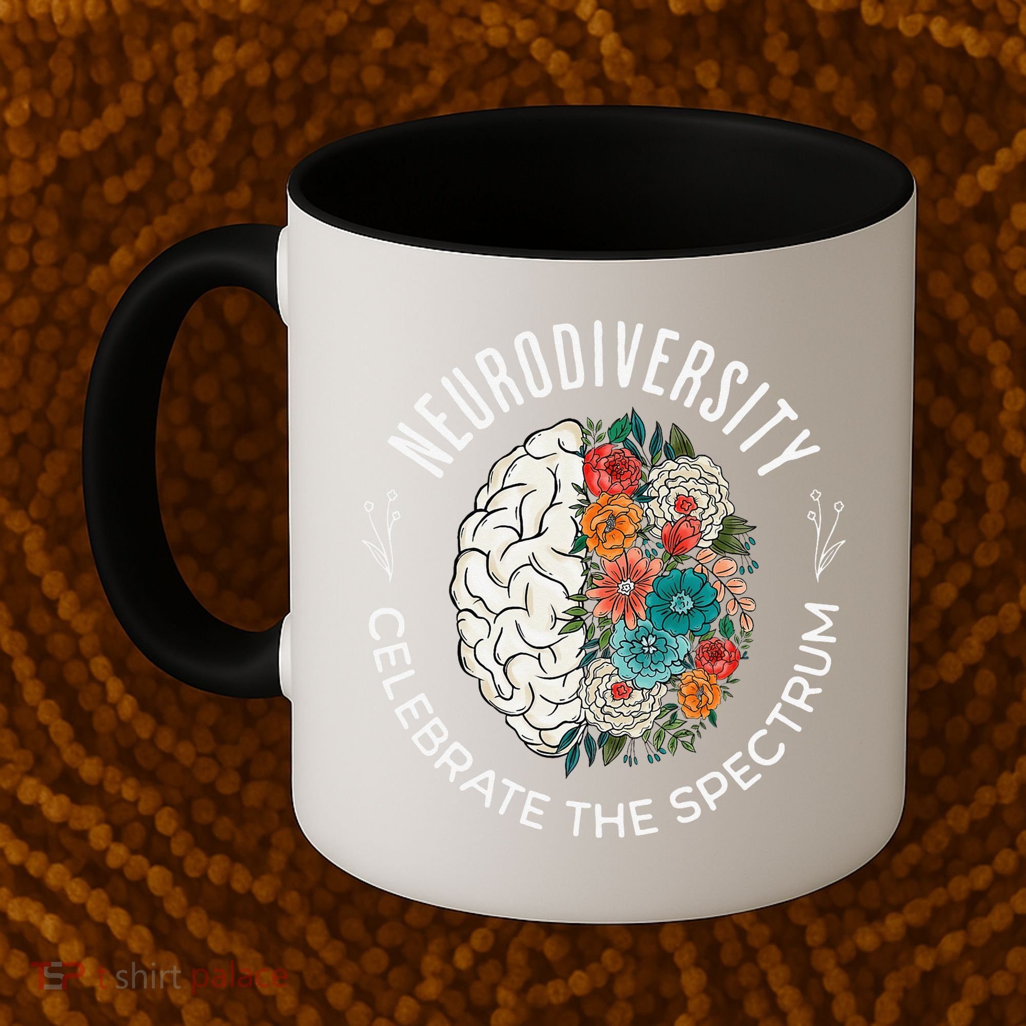 Brain Floral Neurodiversity Celebrate The Spectrum Autism Coffee Mug
