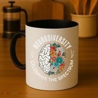 Brain Floral Neurodiversity Celebrate The Spectrum Autism Coffee Mug thumb 4