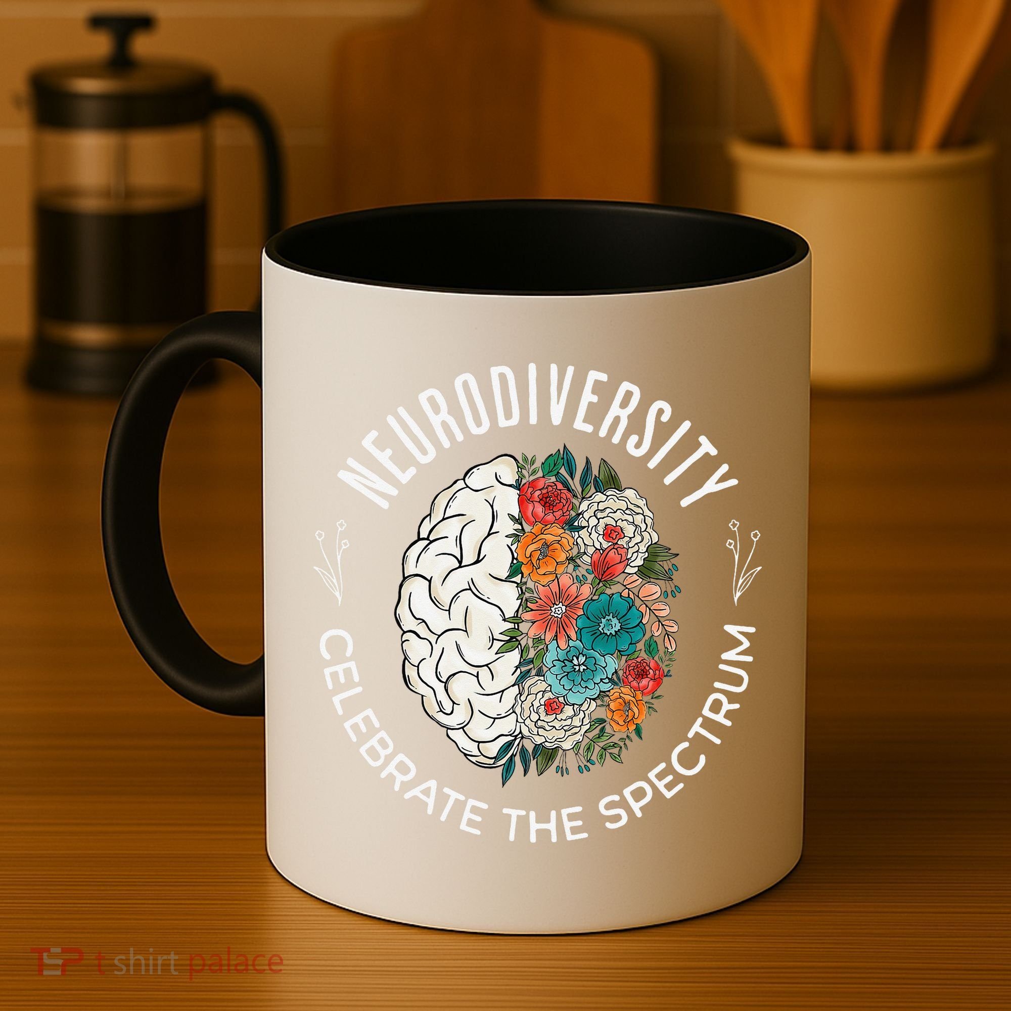 Brain Floral Neurodiversity Celebrate The Spectrum Autism Coffee Mug