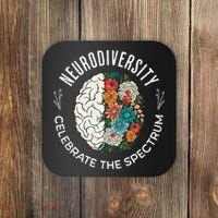 Brain Floral Neurodiversity Celebrate The Spectrum Autism Coaster thumb 0