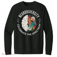 Brain Floral Neurodiversity Celebrate The Spectrum Autism V.I.T. Fleece Crew Sweatshirt thumb 0