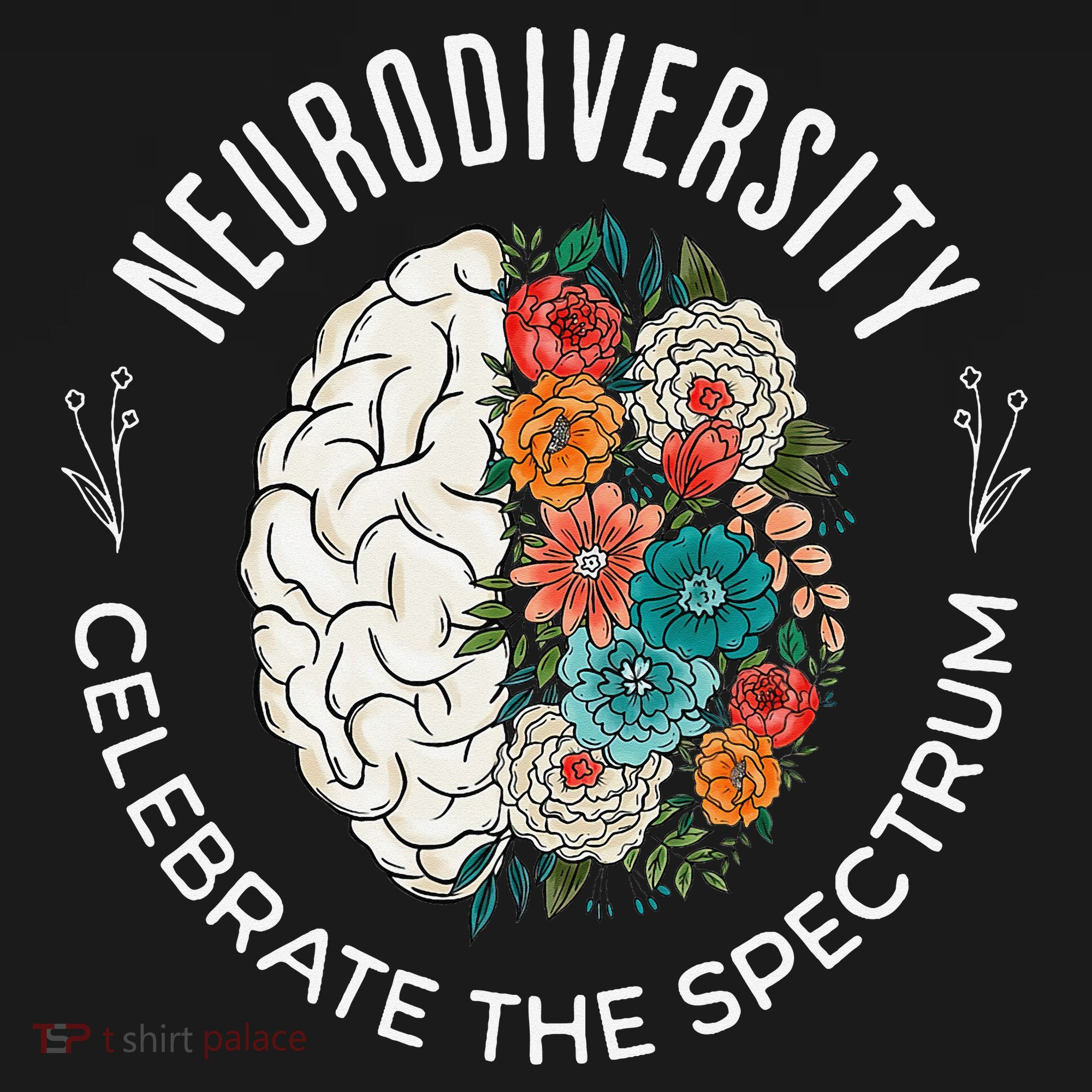 Brain Floral Neurodiversity Celebrate The Spectrum Autism Women's Hoodie