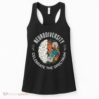 Brain Floral Neurodiversity Celebrate The Spectrum Autism Women's Tank Top thumb 0