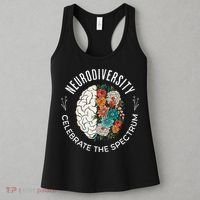 Brain Floral Neurodiversity Celebrate The Spectrum Autism Women's Tank Top thumb 3
