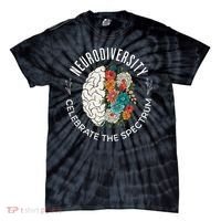 Brain Floral Neurodiversity Celebrate The Spectrum Autism Tie-Dye T-Shirt thumb 0
