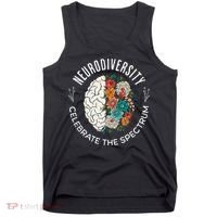 Brain Floral Neurodiversity Celebrate The Spectrum Autism Tank Top thumb 0