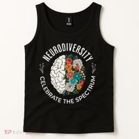 Brain Floral Neurodiversity Celebrate The Spectrum Autism Tank Top thumb 2