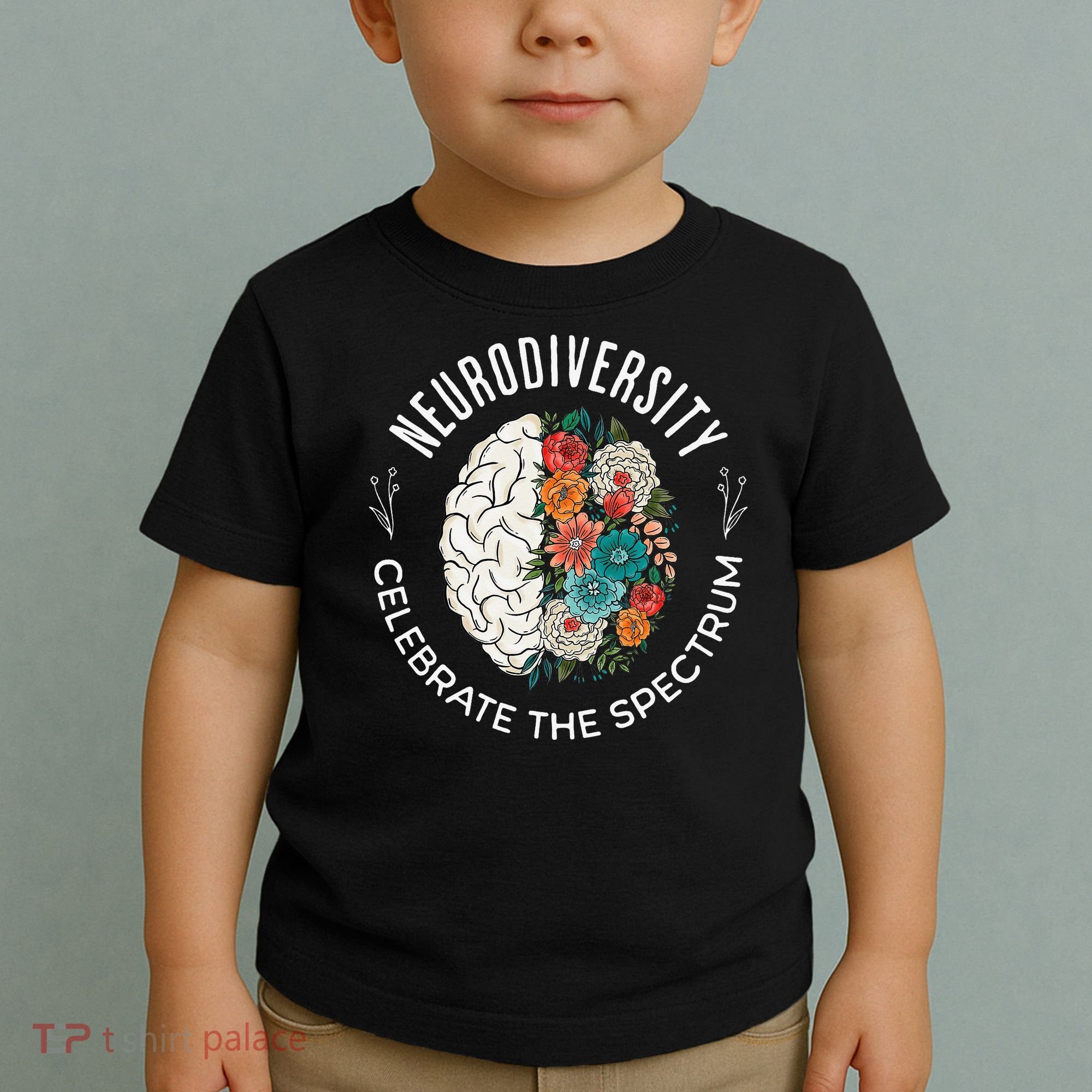 Brain Floral Neurodiversity Celebrate The Spectrum Autism Toddler T-Shirt