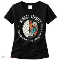 Brain Floral Neurodiversity Celebrate The Spectrum Autism Women's T-Shirt thumb 0