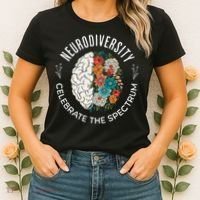 Brain Floral Neurodiversity Celebrate The Spectrum Autism Women's T-Shirt thumb 2
