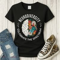 Brain Floral Neurodiversity Celebrate The Spectrum Autism Women's T-Shirt thumb 3