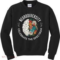 Brain Floral Neurodiversity Celebrate The Spectrum Autism Kids Sweatshirt thumb 0