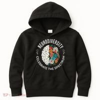 Brain Floral Neurodiversity Celebrate The Spectrum Autism Kids Hoodie thumb 0