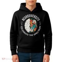 Brain Floral Neurodiversity Celebrate The Spectrum Autism Kids Hoodie thumb 4