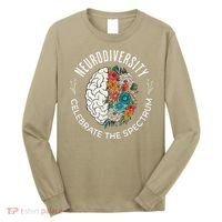 Brain Floral Neurodiversity Celebrate The Spectrum Autism Long Sleeve Shirt thumb 0