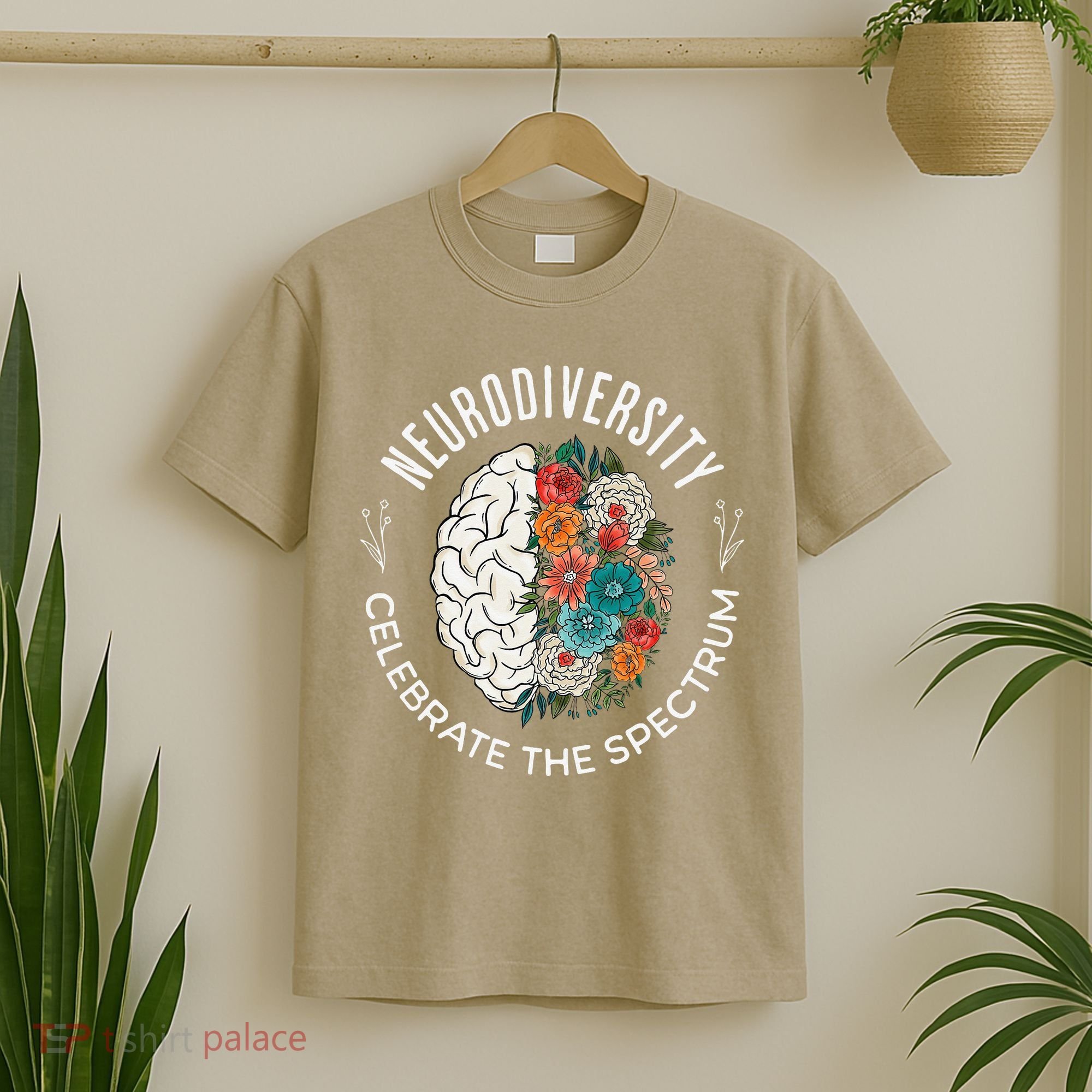 Brain Floral Neurodiversity Celebrate The Spectrum Autism T-Shirt