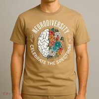 Brain Floral Neurodiversity Celebrate The Spectrum Autism T-Shirt thumb 3