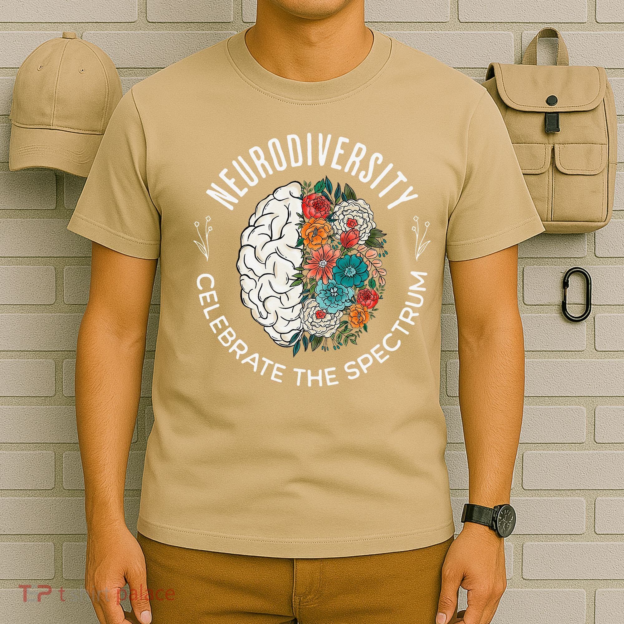 Brain Floral Neurodiversity Celebrate The Spectrum Autism T-Shirt