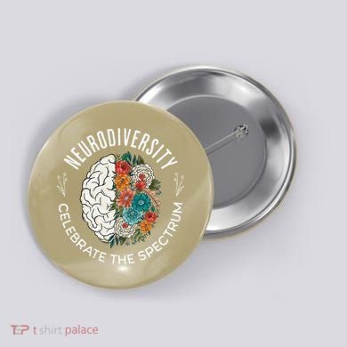Brain Floral Neurodiversity Celebrate The Spectrum Autism Button