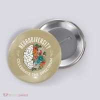 Brain Floral Neurodiversity Celebrate The Spectrum Autism Button thumb 0
