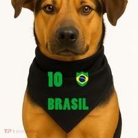 Brazil Flag Number 10 Brasil USA-Made Doggie Bandana thumb 1