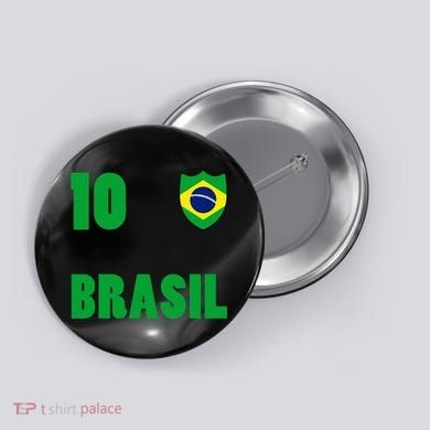 Brazil Flag Number 10 Brasil Button
