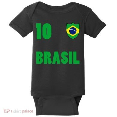 Brazil Flag Number 10 Brasil Baby Bodysuit