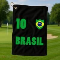 Brazil Flag Number 10 Brasil Golf Towel thumb 1