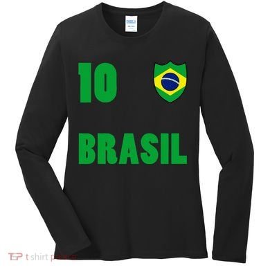Brazil Flag Number 10 Brasil Women's Long Sleeve Shirt