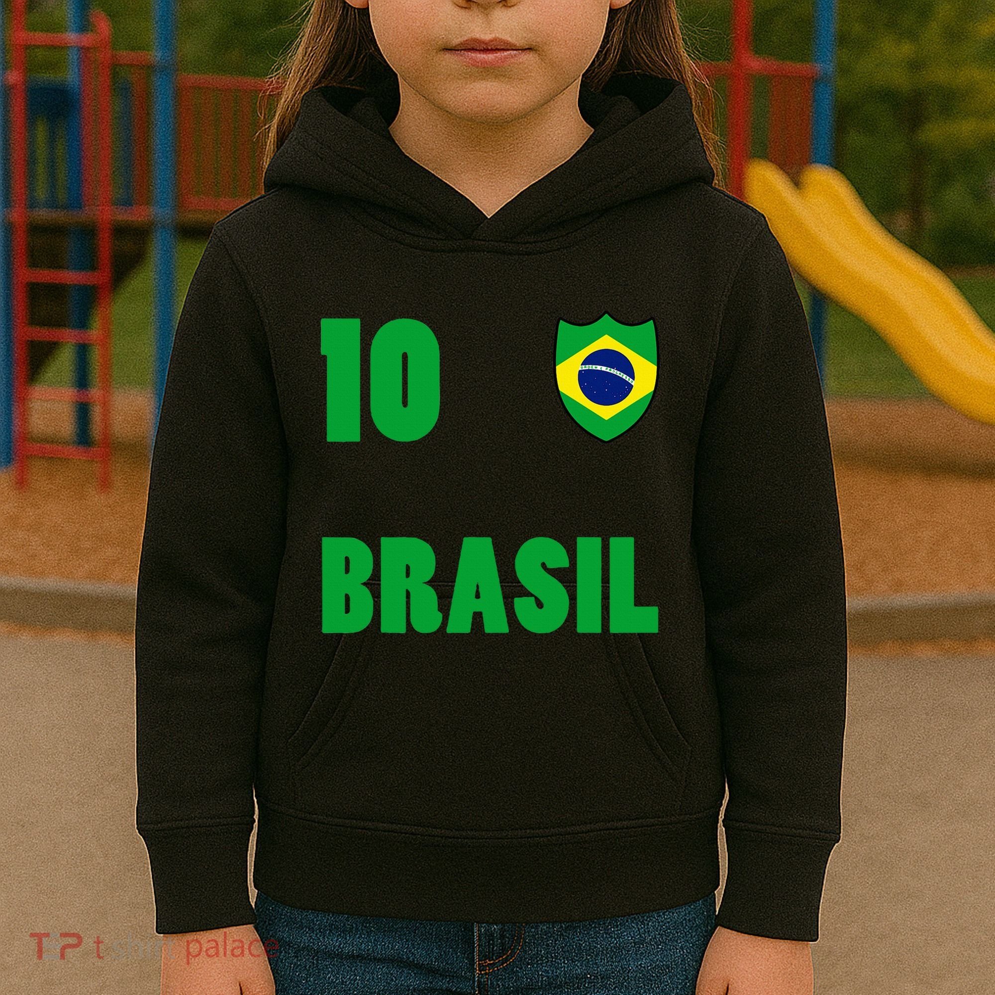 Brazil Flag Number 10 Brasil Kids Hoodie