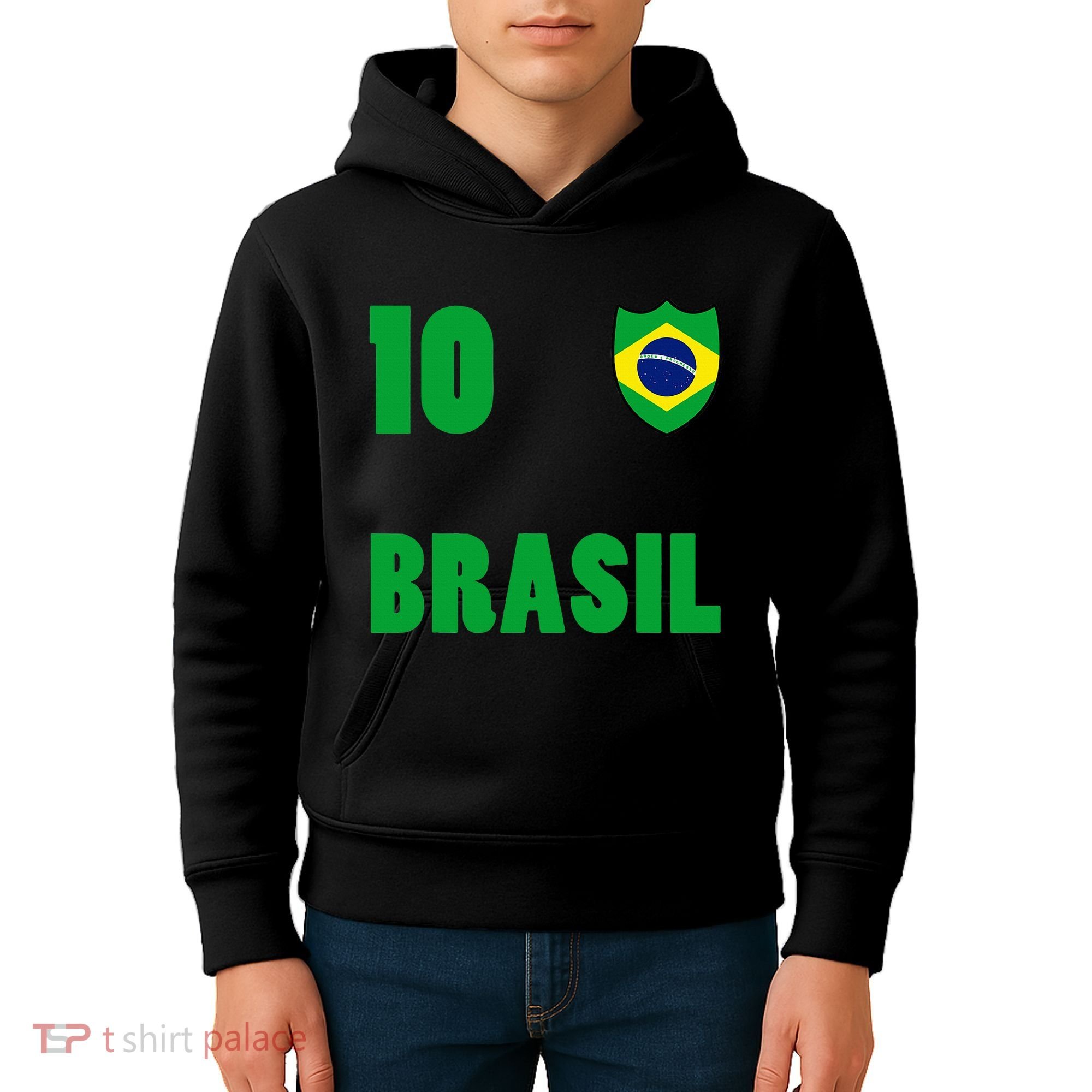 Brazil Flag Number 10 Brasil Kids Hoodie