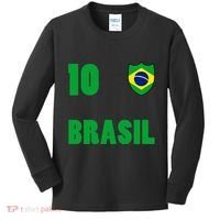 Brazil Flag Number 10 Brasil Kids Long Sleeve Shirt thumb 0