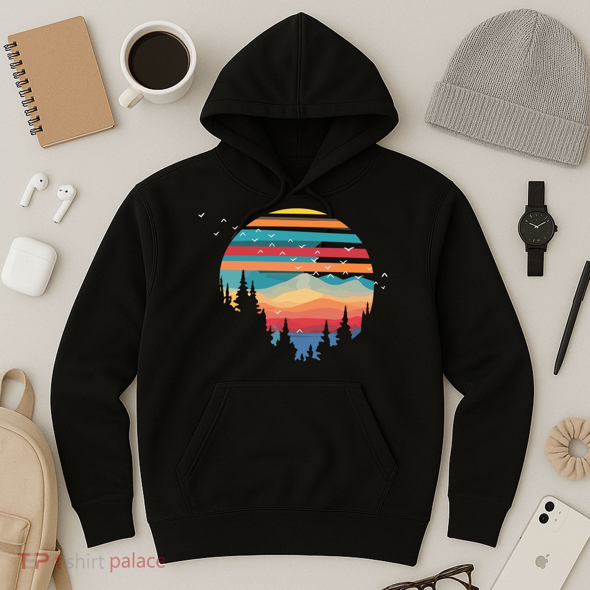 Birds Flying Over Sunset Hoodie