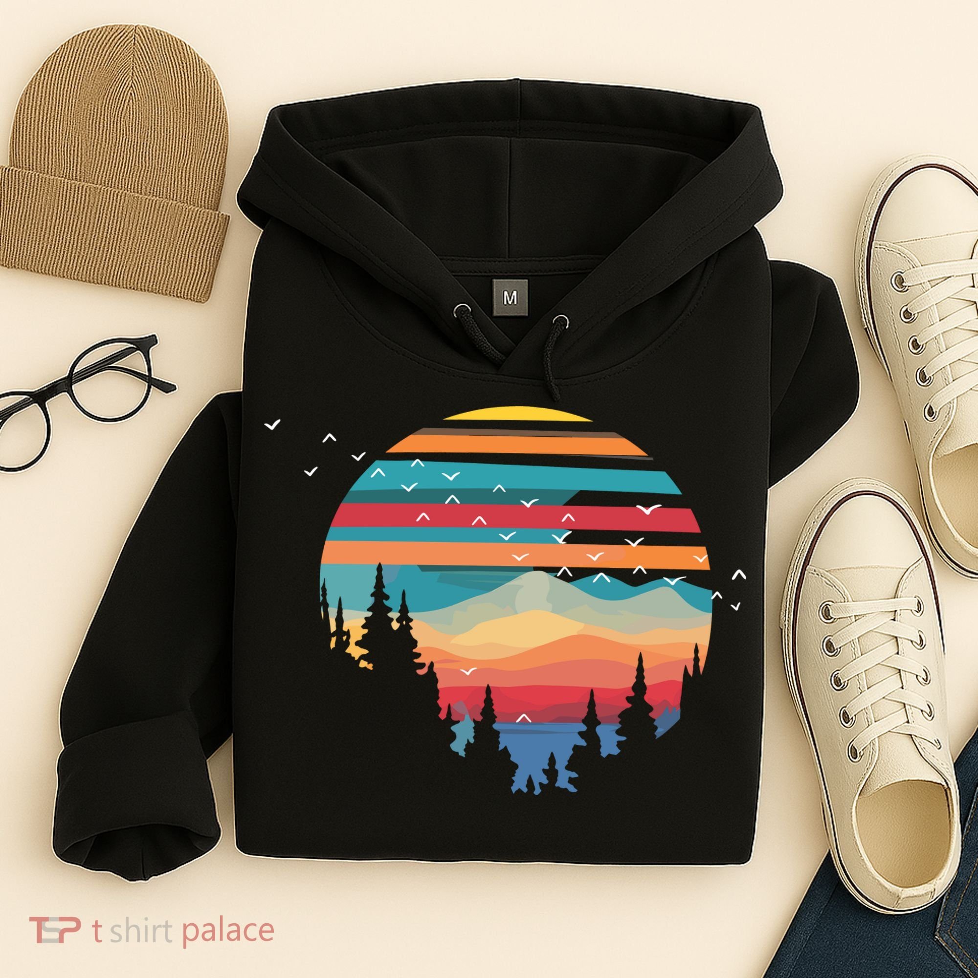 Birds Flying Over Sunset Hoodie