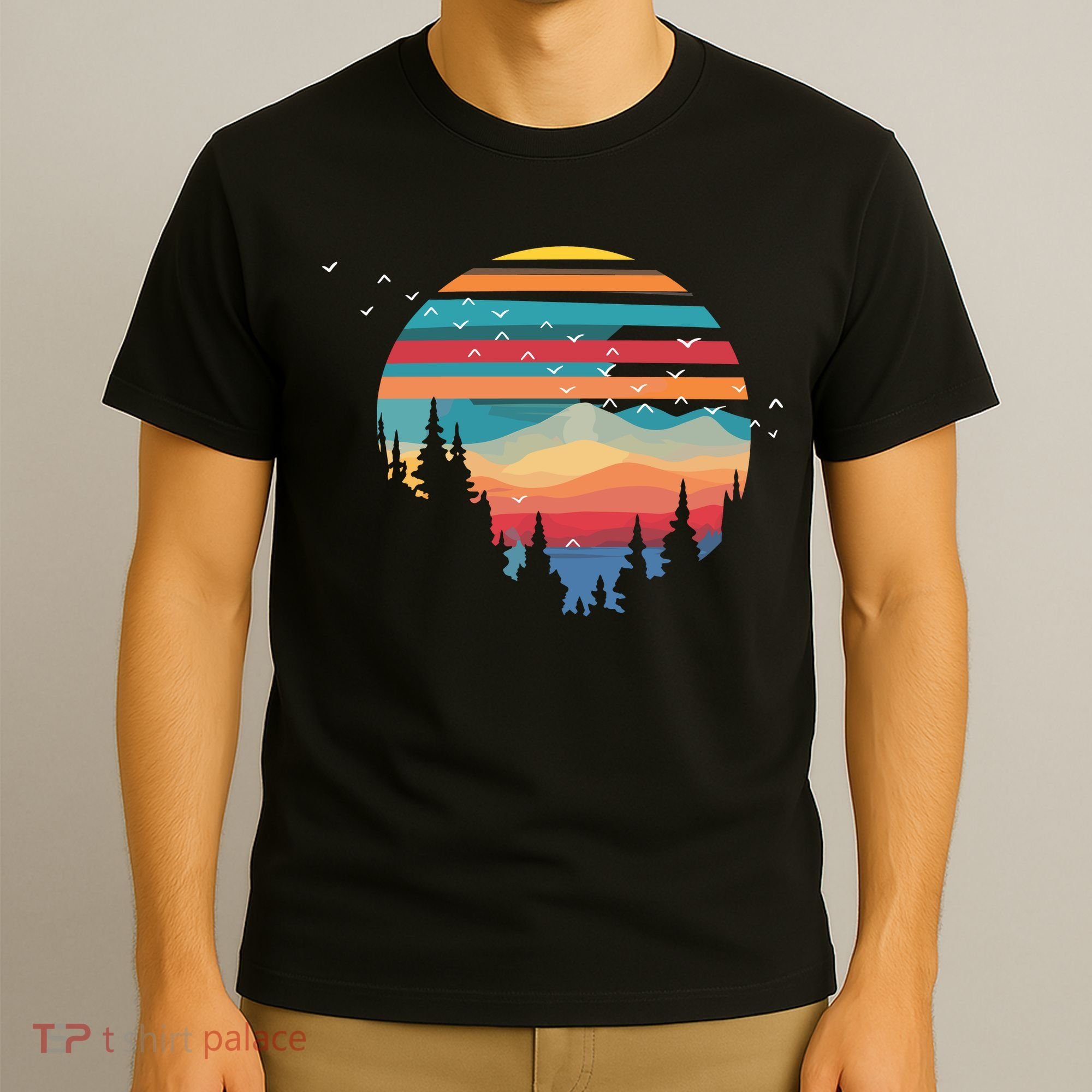 Birds Flying Over Sunset T-Shirt