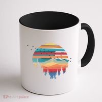Birds Flying Over Sunset Coffee Mug thumb 1