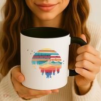 Birds Flying Over Sunset Coffee Mug thumb 3