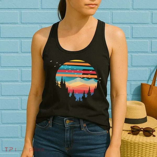 Birds Flying Over Sunset Women's Tank Top