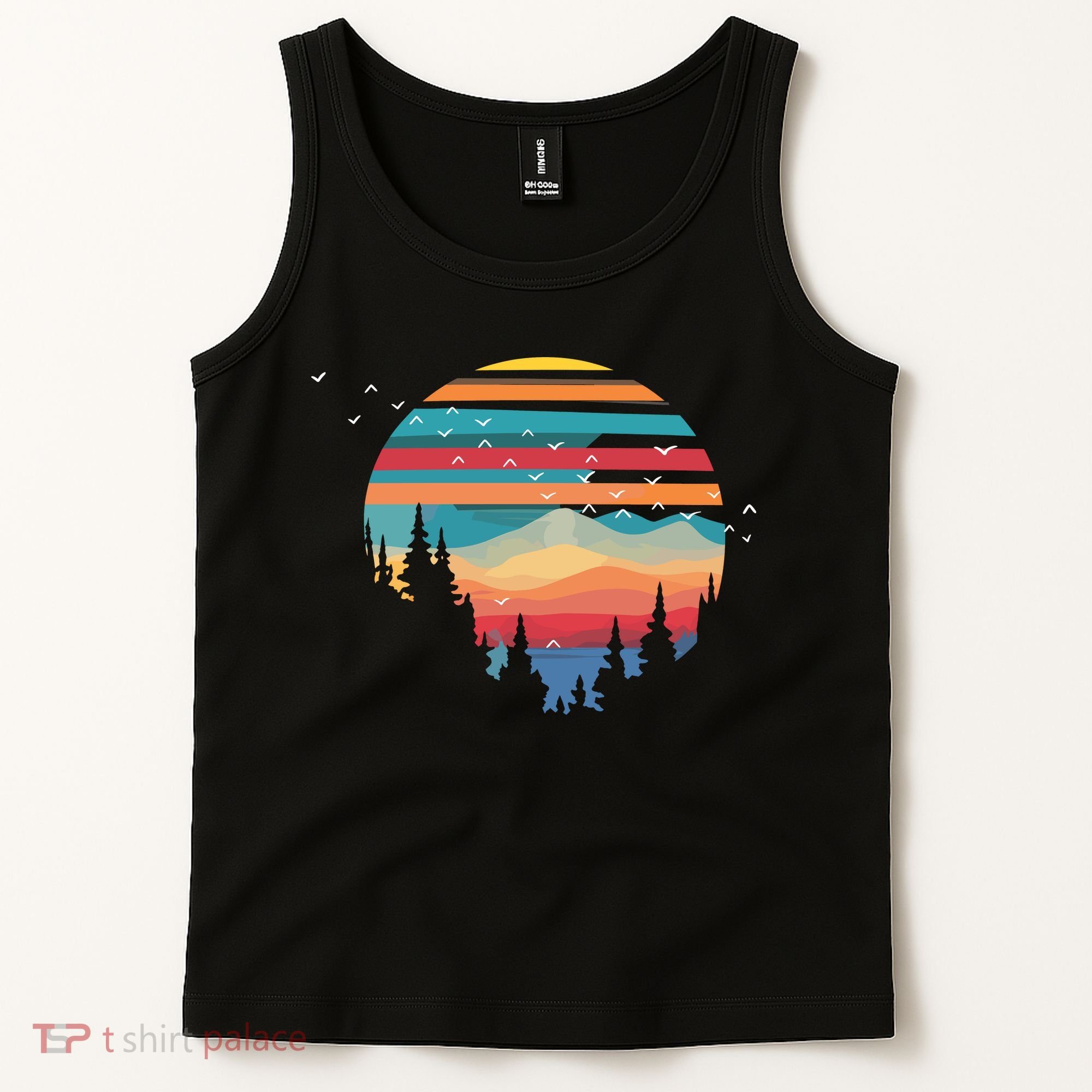 Birds Flying Over Sunset Tank Top