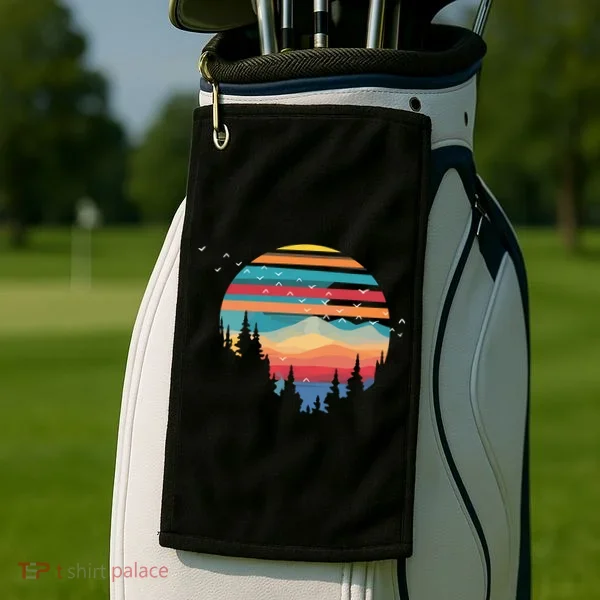 Birds Flying Over Sunset Golf Towel